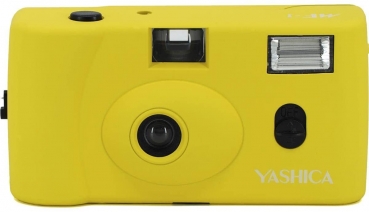 Yashica MF-1 gelb analoge Kleinbildkamera mit eingelegtem Film + Batterie