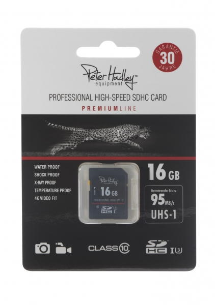 Peter Hadley 16GB SDHC-Karte Prof. HighSpeed Class10 UHS-I U3 inkl. Jewel-Case