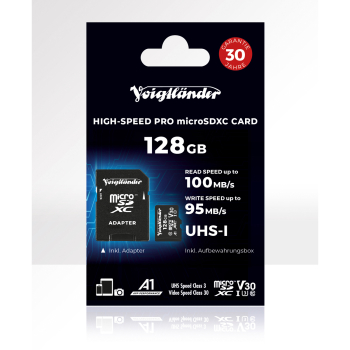 Voigtländer 128GB microSDXC Prof. High- Speed UHS-I, Cl10, U3, V30 (100/95 MB/s)