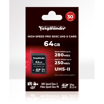 Voigtländer Prof. High-Speed SDXC 64GB, UHS-II, Cl10, U3, V90 (280/250 MB/s)