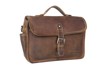 Preview: Alpenleder Leder Fototasche "Presse" Wild Camel