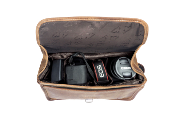 Alpenleder Leder Fototasche "Presse" Wild Camel