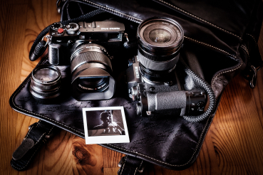 Preview: Alpenleder Leder Fototasche "Reporter" Wild Camel