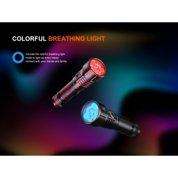 Fenix LD36R LED Taschenlampe mit weiß, rot, orange, pink, blau, lila und grünem Licht Flame Camo