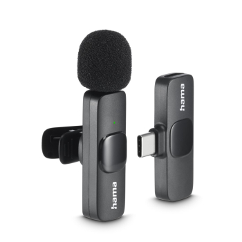 Hama Lavalier-Mikrofon "Smart Wireless", kabelloses Ansteckmikrofon für Handy