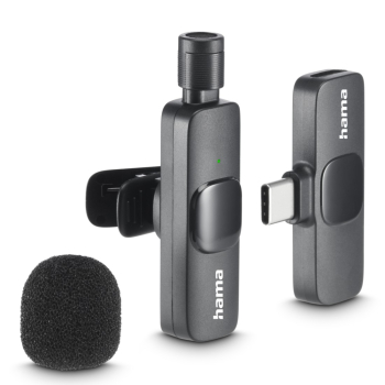 Hama Lavalier-Mikrofon "Smart Wireless", kabelloses Ansteckmikrofon für Handy