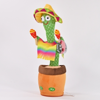 Laber-Kaktus mit Licht, Musik, Laberfunktion, Sombrero und Rasseln 32cm
