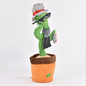 Preview: Laber-Kaktus mit Licht, Musik, Laberfunktion, Sonnenbrille und Schal 34cm
