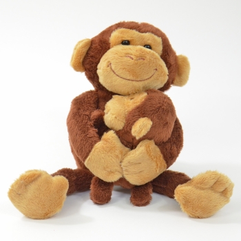 Preview: Kögler Laber-Affe mit Baby, "Nana und Coco" braun, inkl. Batterien, 16x15,5x23cm