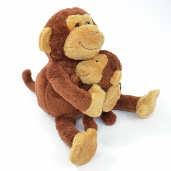 Preview: Kögler Laber-Affe mit Baby, "Nana und Coco" braun, inkl. Batterien, 16x15,5x23cm