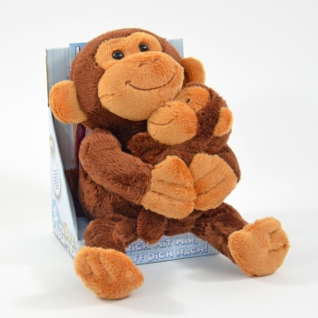Kögler Laber-Affe mit Baby, "Nana und Coco" braun, inkl. Batterien, 16x15,5x23cm
