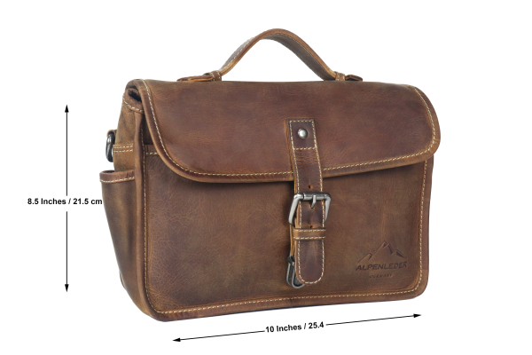 Alpenleder Leder Fototasche "Presse" Wild Camel