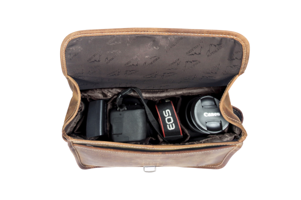 Alpenleder Leder Fototasche "Presse" Wild Camel