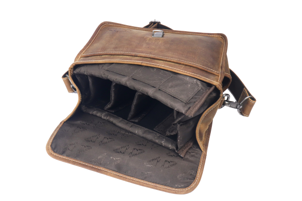 Alpenleder Leder Fototasche "Presse" Wild Camel