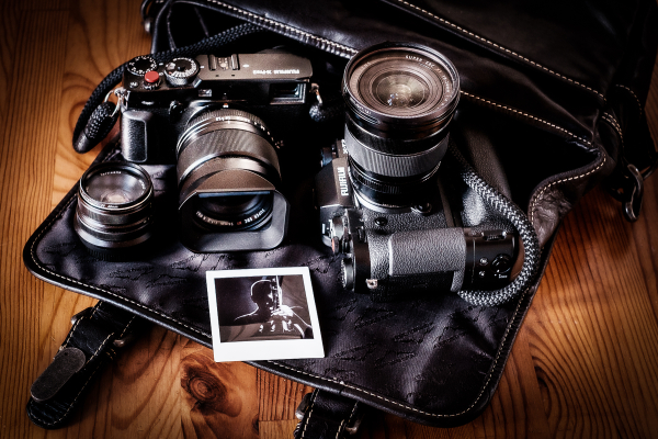 Alpenleder Leder Fototasche "Reporter" Ebenholz