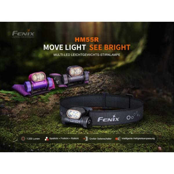 Fenix HM55R LED Stirnlampe dark purple deutsche Version