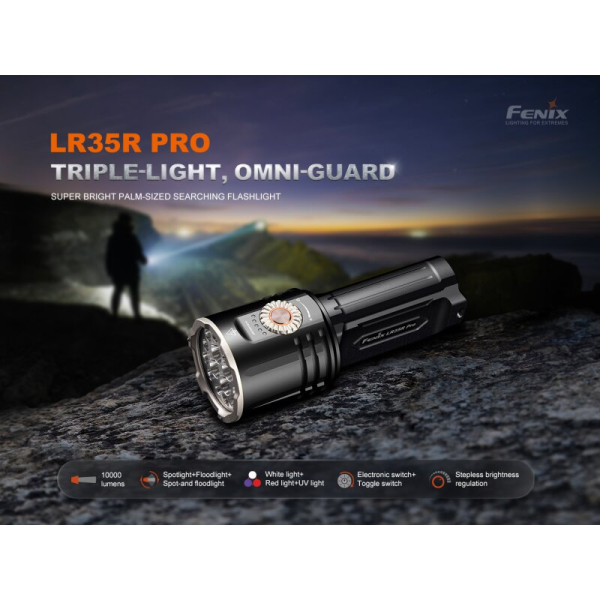 Fenix LR35R Pro LED Taschenlampe mit weiß, rot und UV-Licht