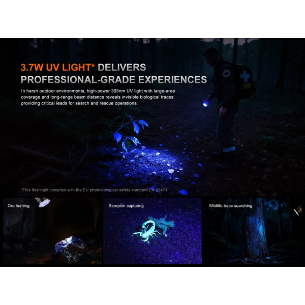 Fenix LR35R Pro LED Taschenlampe mit weiß, rot und UV-Licht