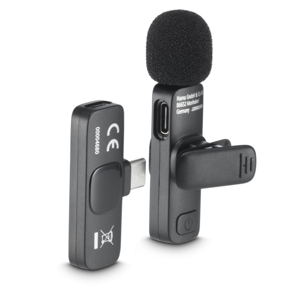 Hama Lavalier-Mikrofon "Smart Wireless", kabelloses Ansteckmikrofon für Handy
