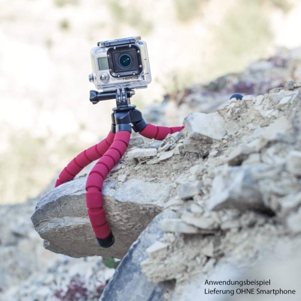 Hama Flex Ministativ, 26 cm, rot für Smartphone und GoPro