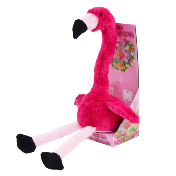 Kögler Laber-Flamingo "Peet", plappert alles nach, mit tanzendem Hals, inkl. Batterien,  34,5x14x32cm