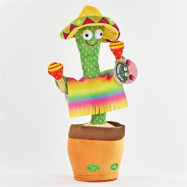 Laber-Kaktus mit Licht, Musik, Laberfunktion, Sombrero und Rasseln 32cm