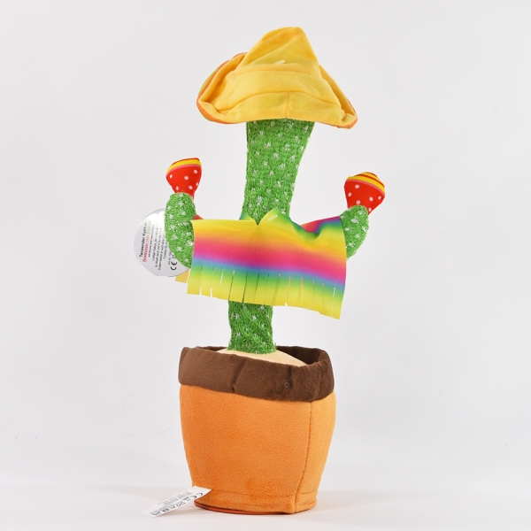 Laber-Kaktus mit Licht, Musik, Laberfunktion, Sombrero und Rasseln 32cm