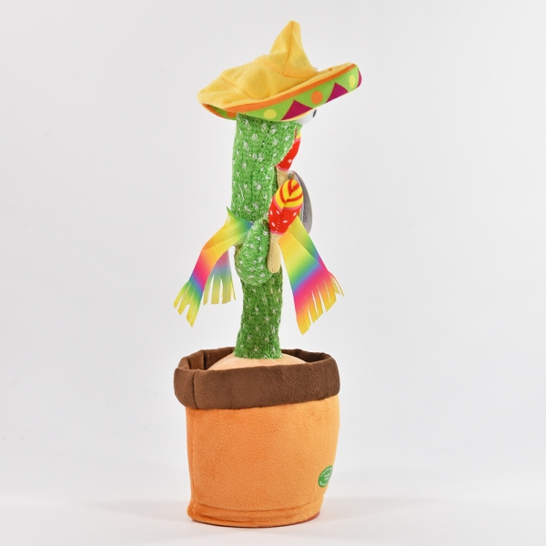 Laber-Kaktus mit Licht, Musik, Laberfunktion, Sombrero und Rasseln 32cm