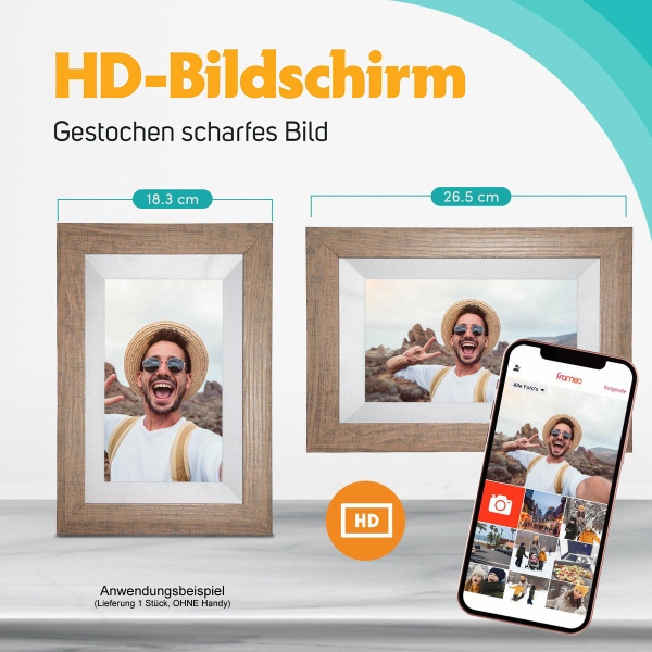 Pora 8" WF-805T-LB hellbraun Digitaler Bilderrahmen