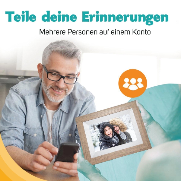 Pora 8" WF-805T-LB hellbraun Digitaler Bilderrahmen