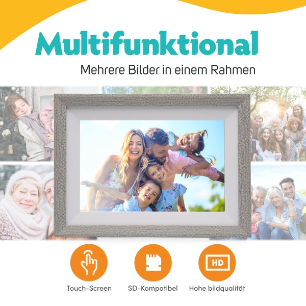 Pora 10" WF-105T-SL weiß/silber Digitaler Bilderrahmen