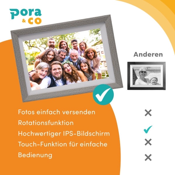 Pora 10" WF-105T-SL weiß/silber Digitaler Bilderrahmen