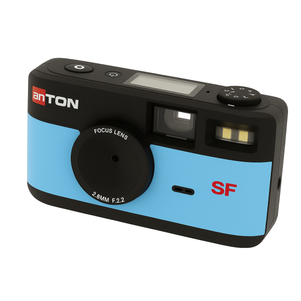 anTON SCREEN FREE Digitalkamera blau + 4 GB Karte bis zu 2000 Bilder · LED Flash