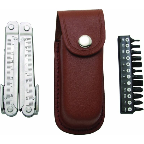 Baladéo® Multitool 'Adventure', 22 Funktionen, mit Lederetui